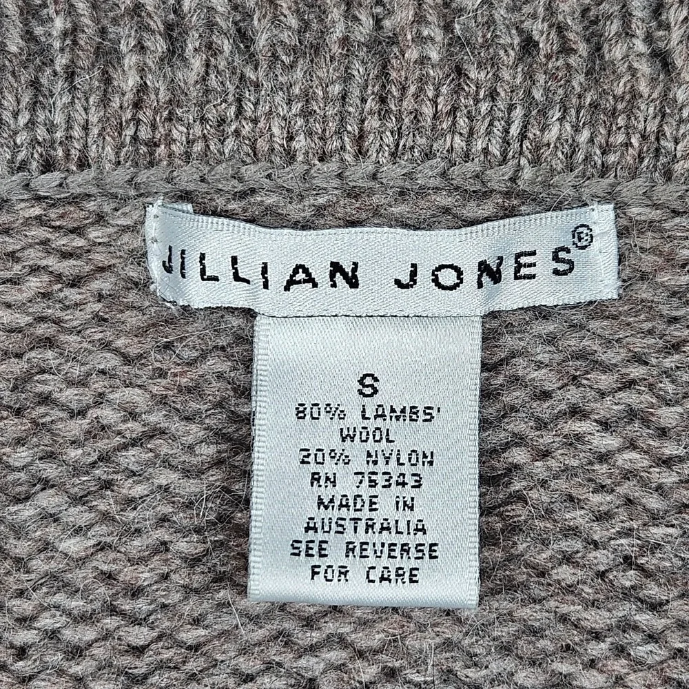 Jillian Jones Sweater Womens Small Brown‎ Lambswool Blend V-Neck Classic Cottage